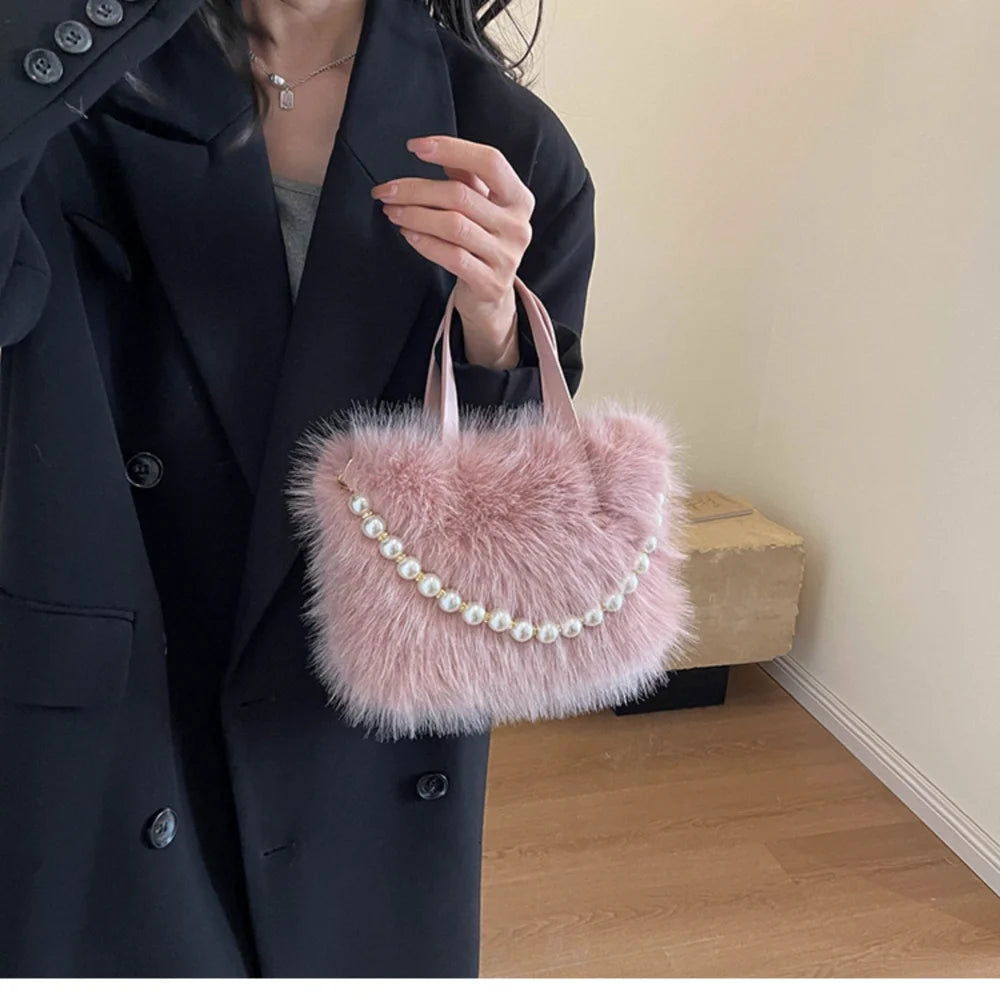 Victoria Pearl Plush Handbag
