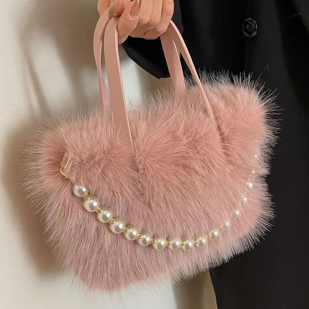 Victoria Pearl Plush Handbag