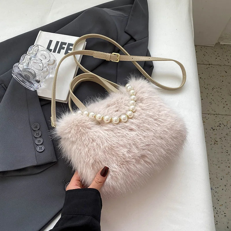 Victoria Pearl Plush Handbag