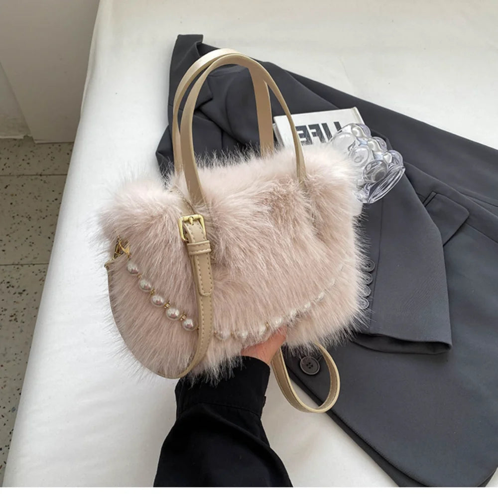 Victoria Pearl Plush Handbag