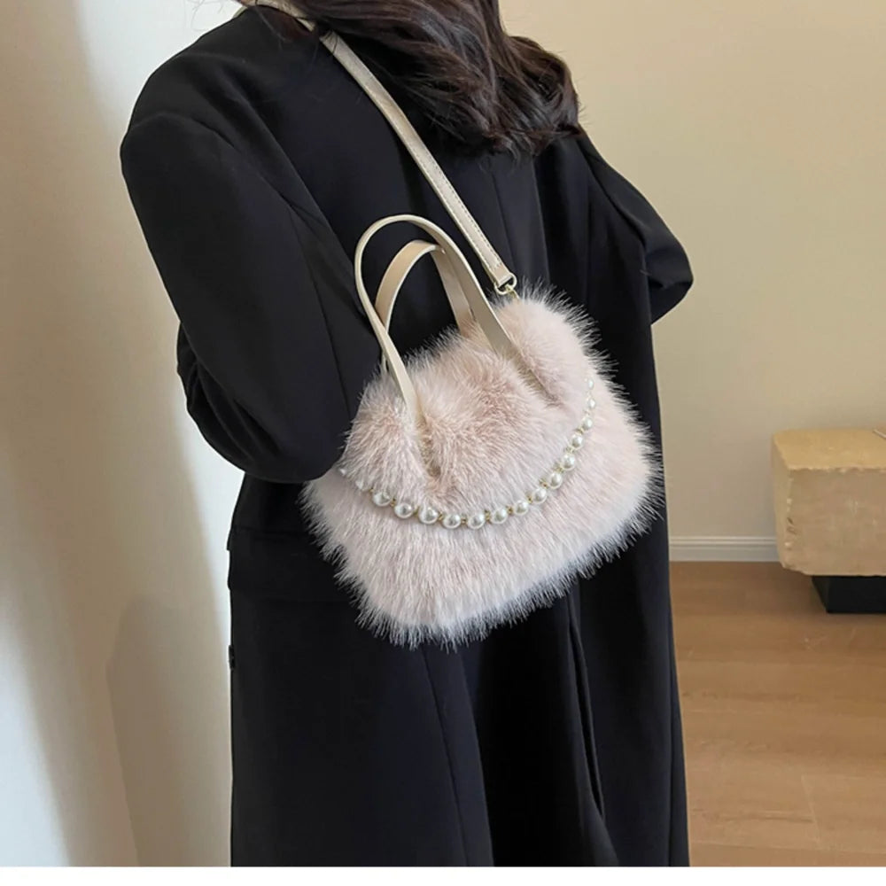 Victoria Pearl Plush Handbag