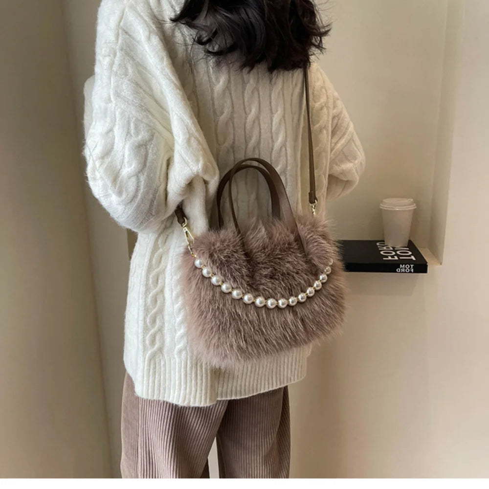 Victoria Pearl Plush Handbag