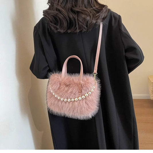 Victoria Pearl Plush Handbag