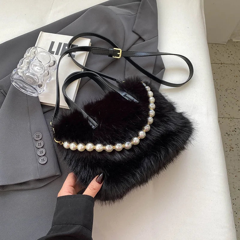 Victoria Pearl Plush Handbag