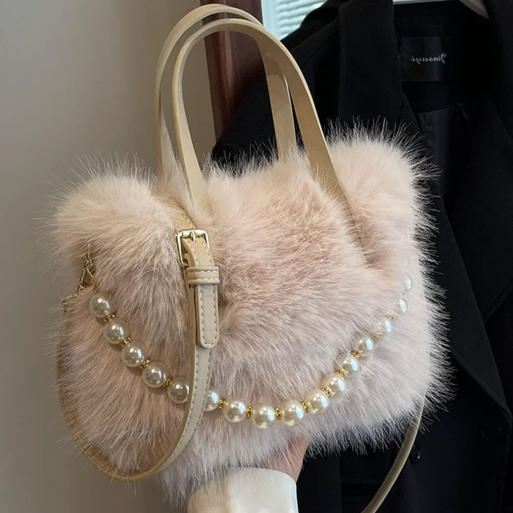 Victoria Pearl Plush Handbag