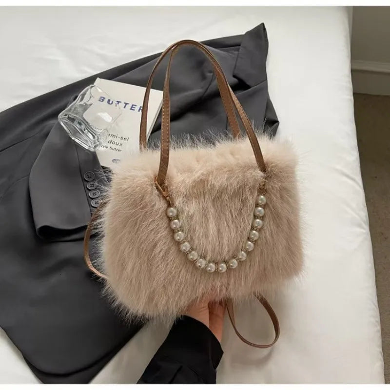Victoria Pearl Plush Handbag