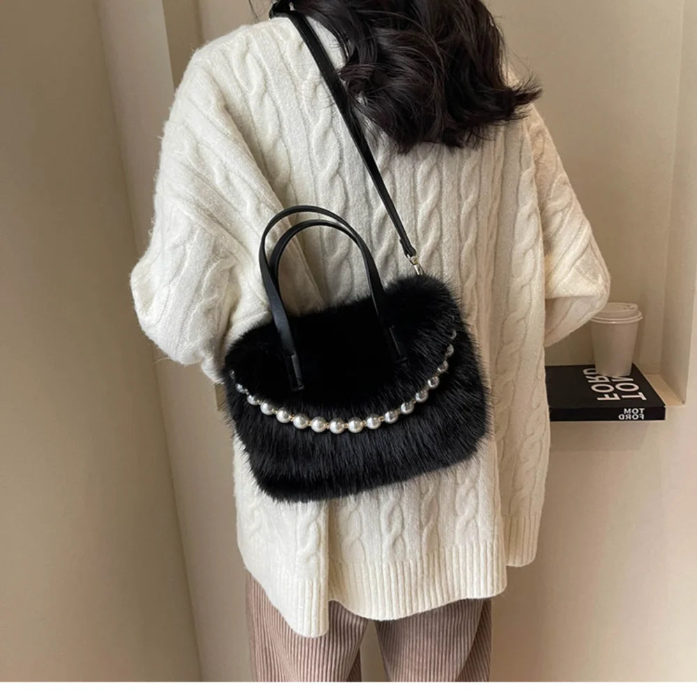 Victoria Pearl Plush Handbag