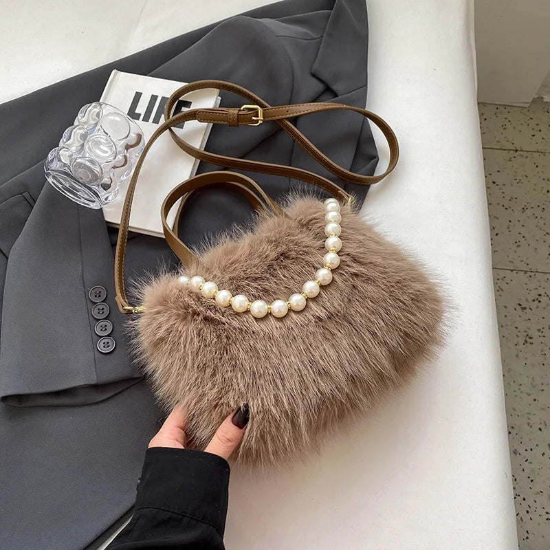 Victoria Pearl Plush Handbag
