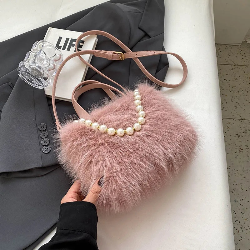 Victoria Pearl Plush Handbag