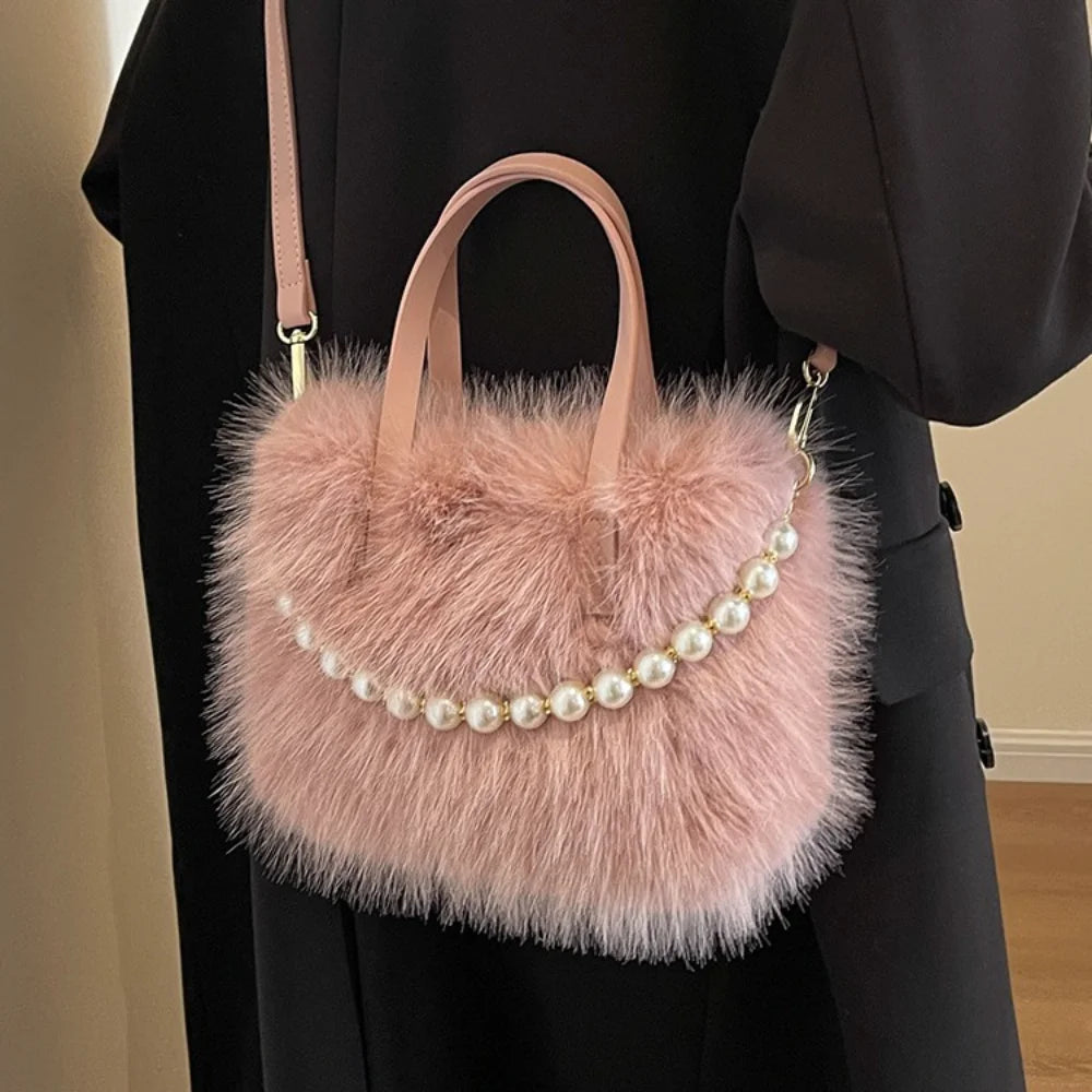 Victoria Pearl Plush Handbag
