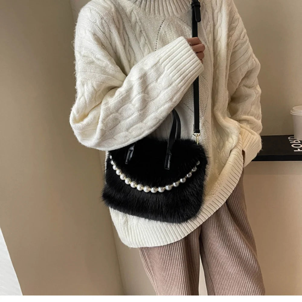 Victoria Pearl Plush Handbag