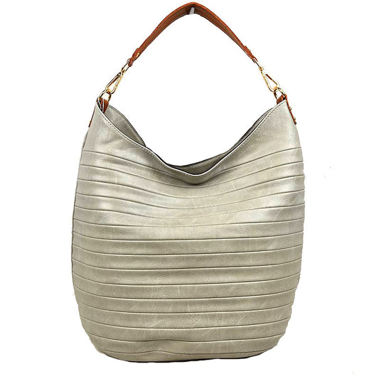 Emily Vegan Long-lasting Striped Patch Faux Leather Shoulder Bag Hobo Tote
